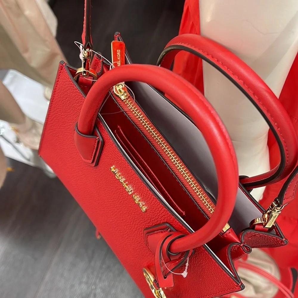 Michael Kors Mercer Medium Leather Messenger Flame